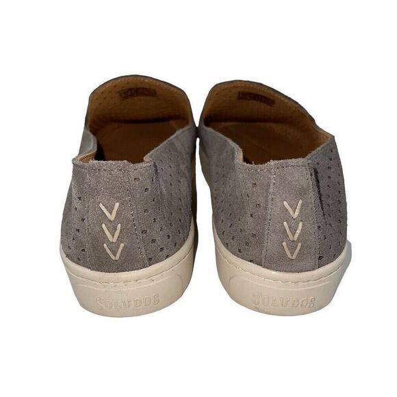 Soludos Platform Espadrilles Womens 9 Perforated Gray Suede Anthropology - Picture 4 of 6